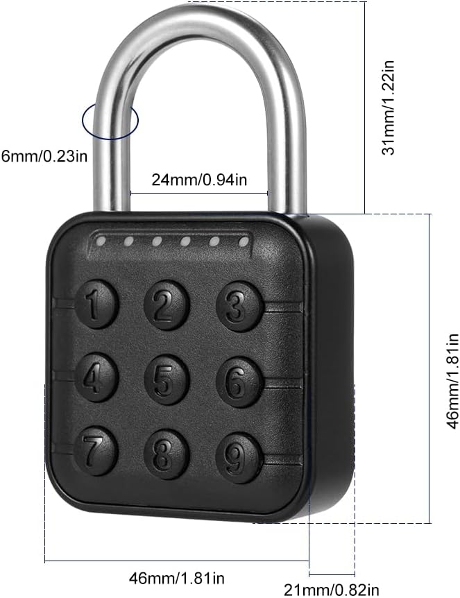 mizikuu Elektronisches Zahlenschloss, 6 Stellig Smart Lock Wetterfestes Schliessfachschloss Vorhänge