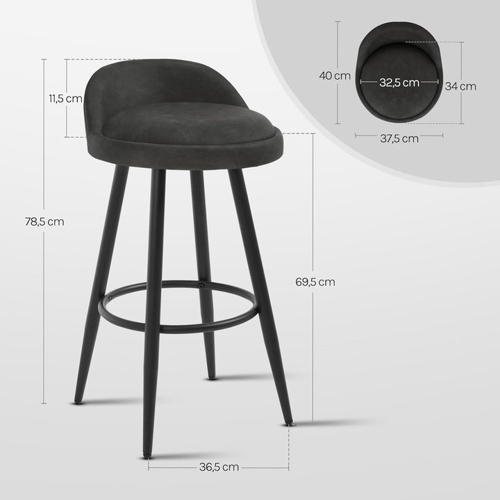 WOLTU BH327an-1 Barhocker 1er Set Barstuhl Hocker Tresenhocker Bistrohocker Designer Hocker mit Lehn