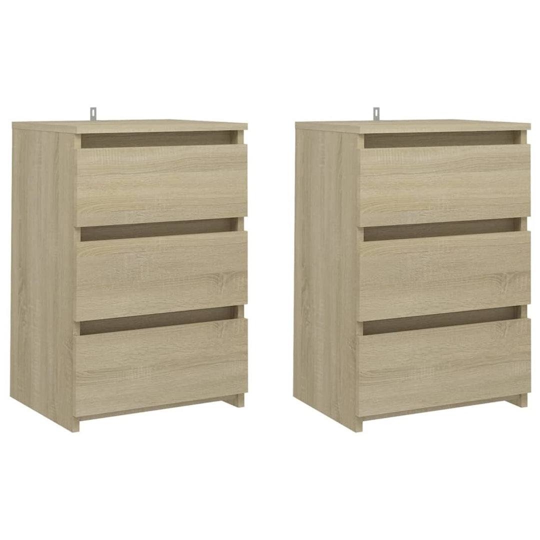 Goliraya 2X Nachttisch mit 3 Schubladen Nachtschrank Nachtkonsole Nachtkommode Schlafzimmer Schrank