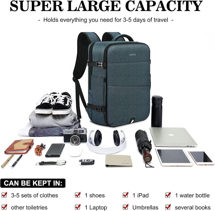 Lubardy 40L Laptop Rucksack Herren Wasserdicht 17.3 Zoll mit 3 Aufbewahrungstaschen Reiserucksack fü