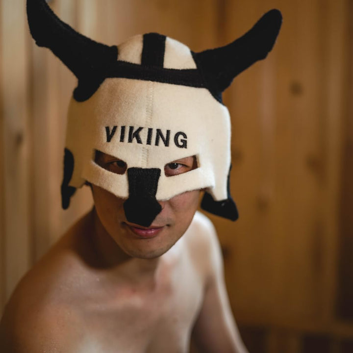Natural Textile Saunahut 'Sauna Viking' White - 100% organische Wollfilzmützen - Schützen Sie Ihren