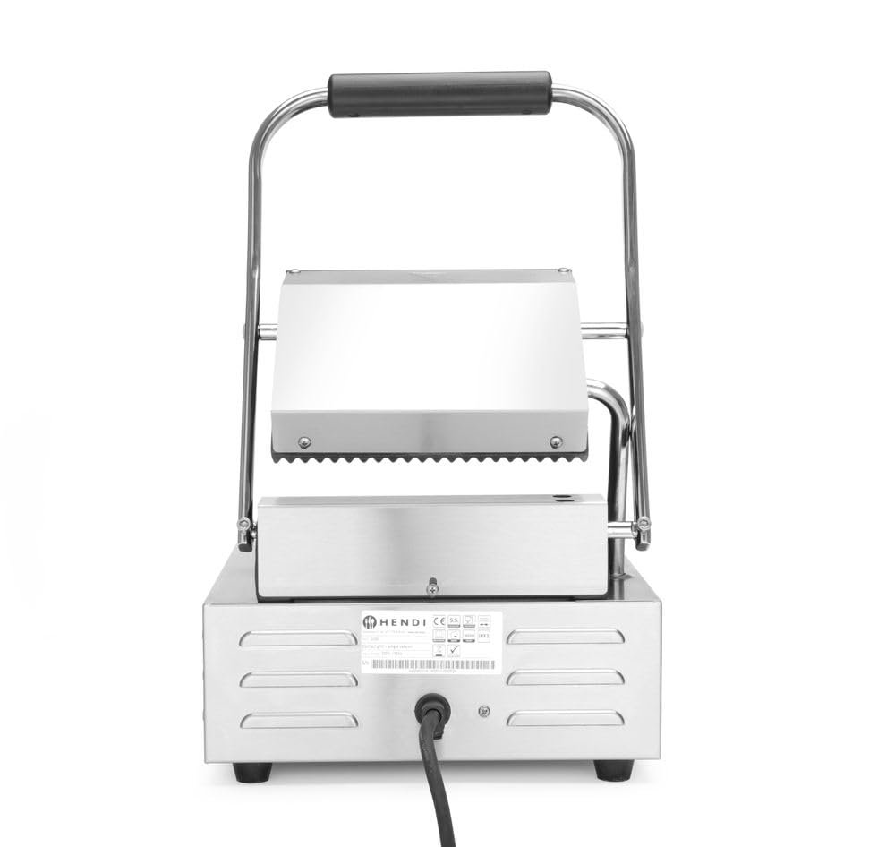 HENDI Kontaktgrill, Einzelversion, Elektrogrill, Tischgrill, Sandwichtoaster, Regelbar bis max. 300°
