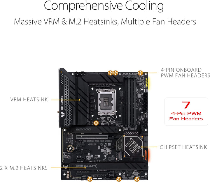 ASUS TUF Z790 PLUS - Intel LGA 1700 ATX VRM 20+1-Phasen-Motherboard, DDR4, fünf M.2-Steckplätze, PCI