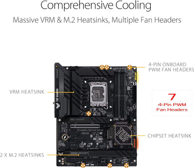 ASUS TUF Z790 PLUS - Intel LGA 1700 ATX VRM 20+1-Phasen-Motherboard, DDR4, fünf M.2-Steckplätze, PCI
