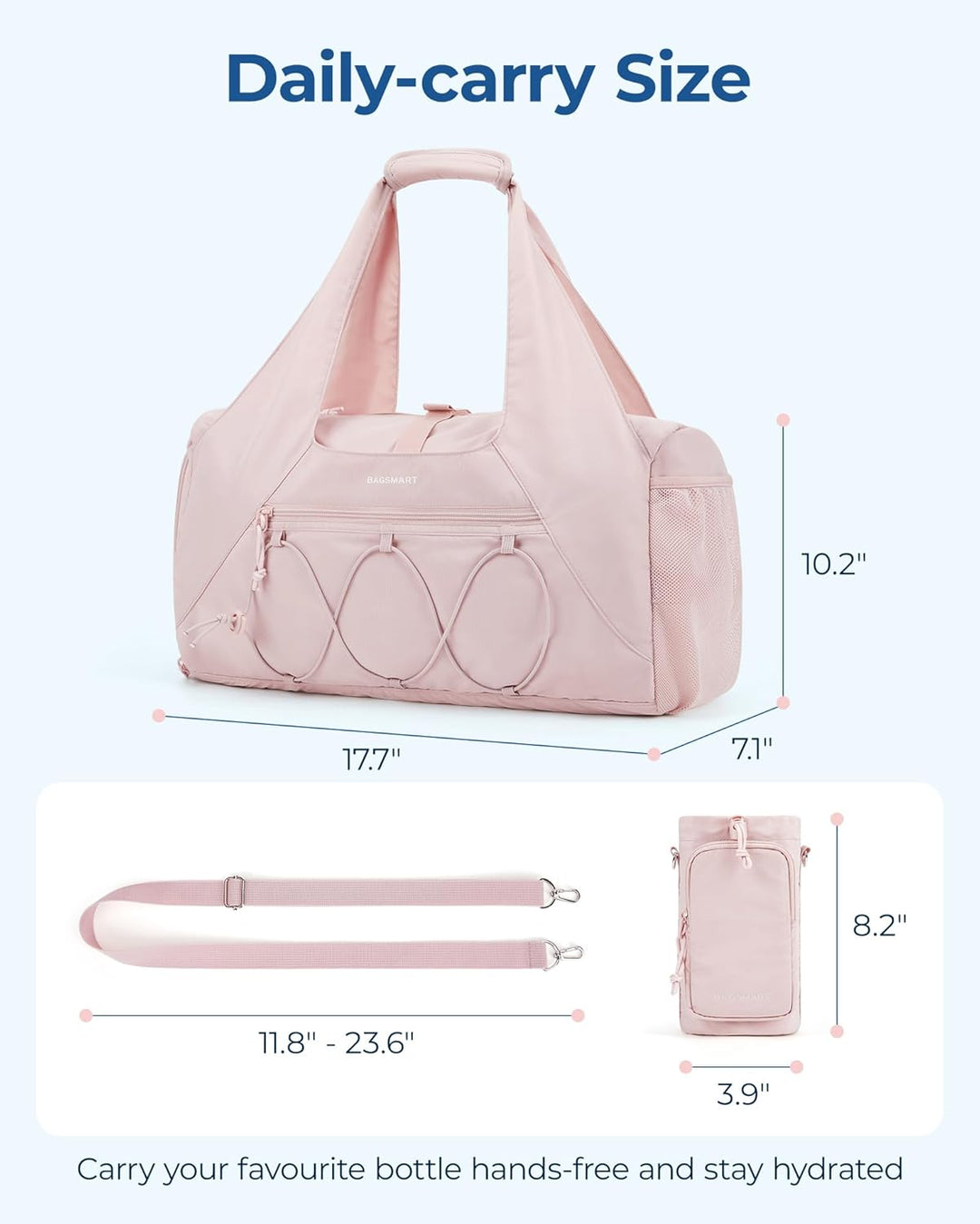 BAGSMART Sporttasche für Damen, leichte Reisetasche mit Schuhfach, Weekender mit Nassfach, Workout-Y
