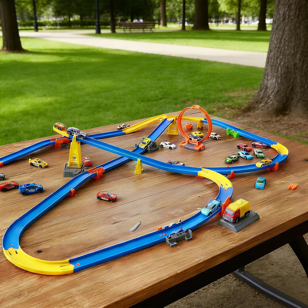 10stk Bahn Zubehör mit Hot Wheels, 90-Grad-Kurvenschienen-Bausatz Spielzeugauto-Bahnbausatz Kompatib