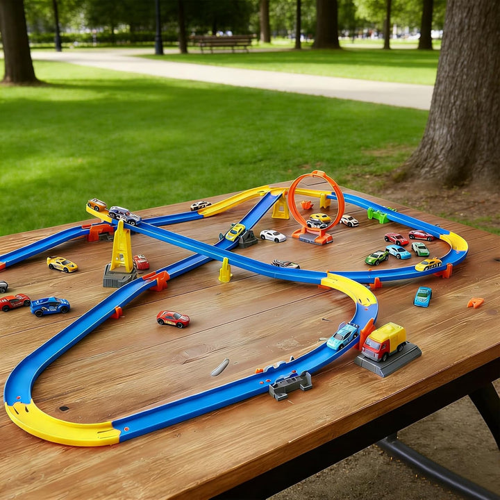 10stk Bahn Zubehör mit Hot Wheels, 90-Grad-Kurvenschienen-Bausatz Spielzeugauto-Bahnbausatz Kompatib