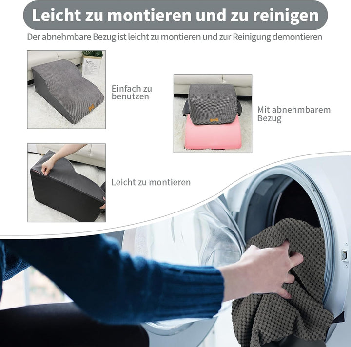 Nepfaivy Hundetreppe für Kleine Hunde 2-Stufig, Haustiertreppe für Bett und Sofa aus Hochdichtem Sch