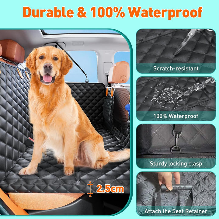 Hundedecke Auto Rückbank mit Harter Unterseit Seitenschutz Verstärkte | Strapazierfähige und kratzfe