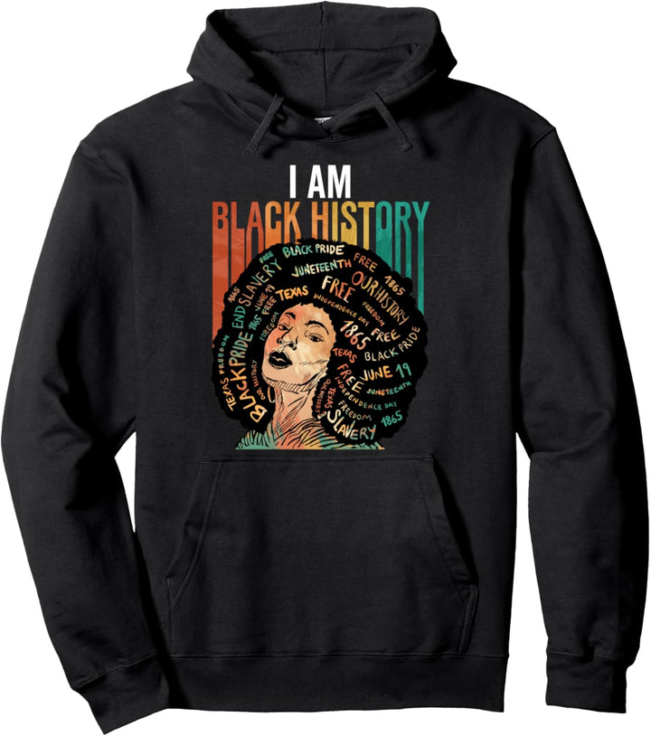 Black History Month Pride African Afro Goddess Juneteenth Pullover Hoodie