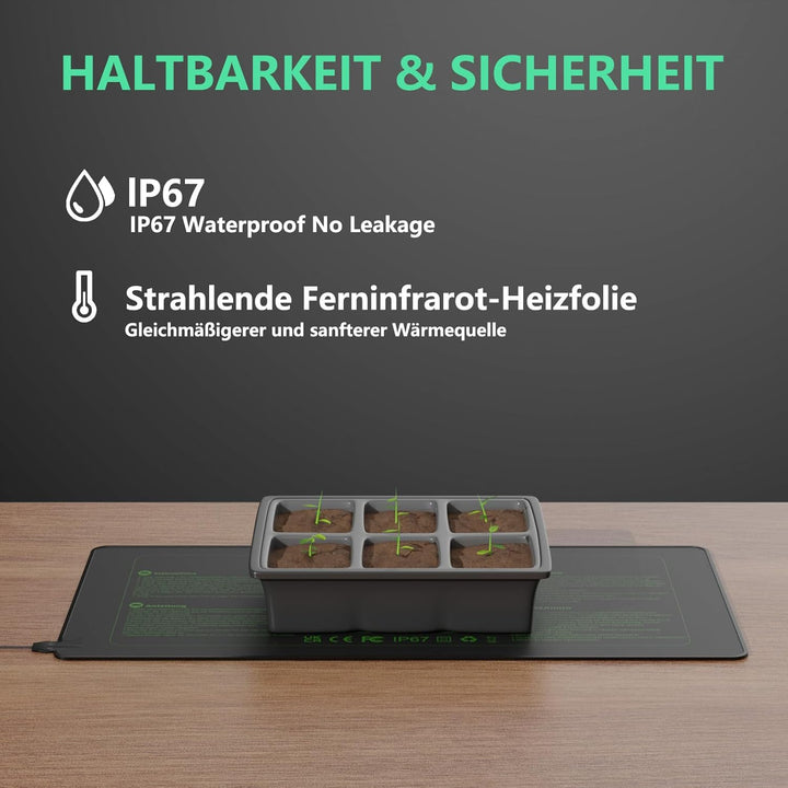 Heizmatte für Pflanzen, mit Thermostat und Timer-Funktion für die Keimung von Setzlingen und als Hei