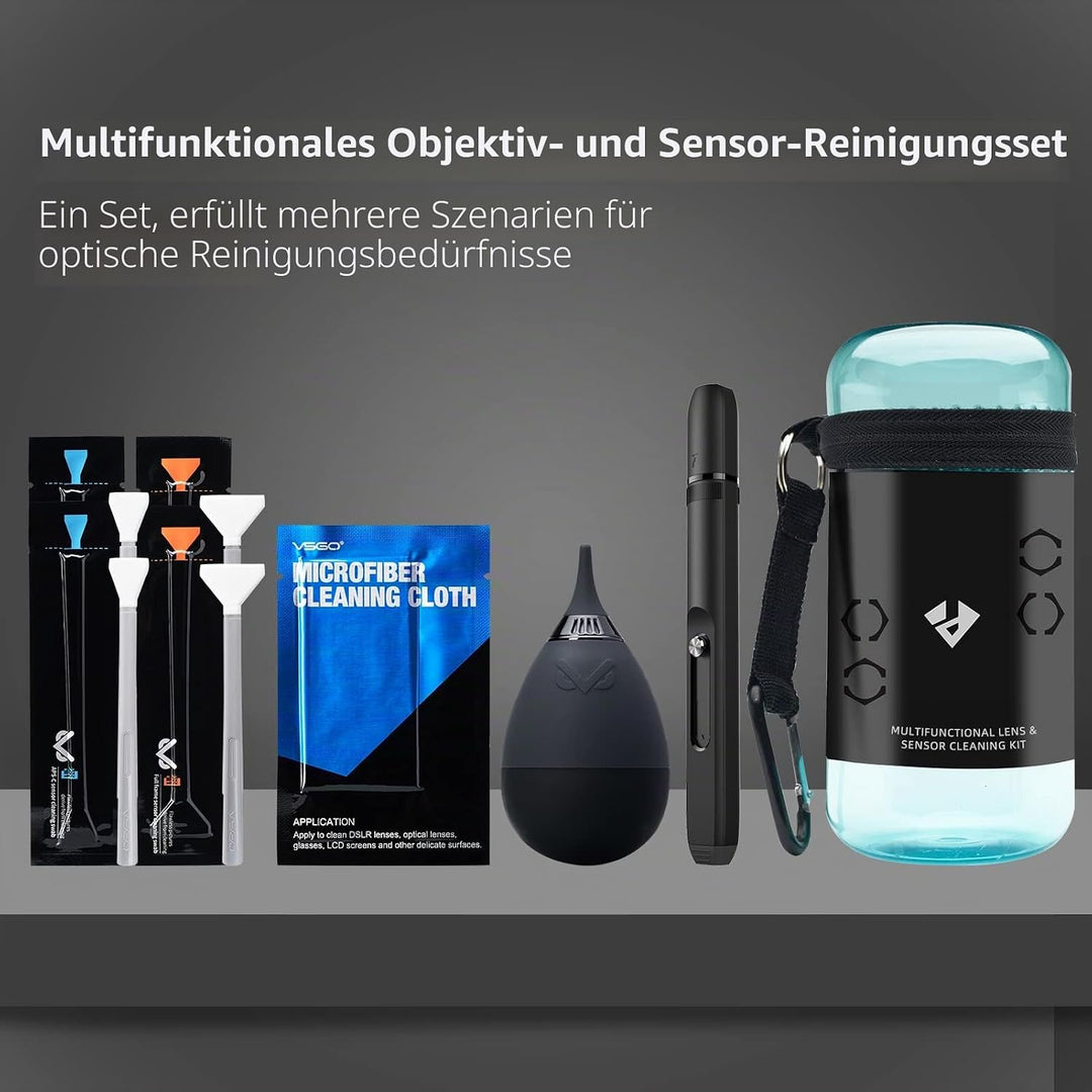 VSGO VS-A7E Kamera-Reinigungsset, tragbare Flasche, Becher, Luftgebläse, Objektiv-Reinigungsstift, W