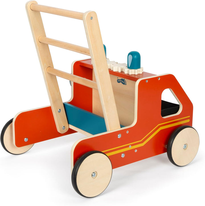 small foot Lauflernwagen Feuerwehr aus Holz, Moderne Lauflernhilfe für Feuerwehrfans, für Kinder ab