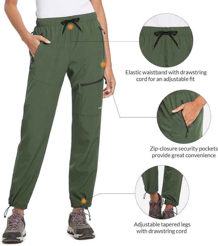 BALEAF Damen Outdoorhose Wanderhose Wasserdicht Schnelltrocknend Leicht Trekkinghose Capris UV Schut