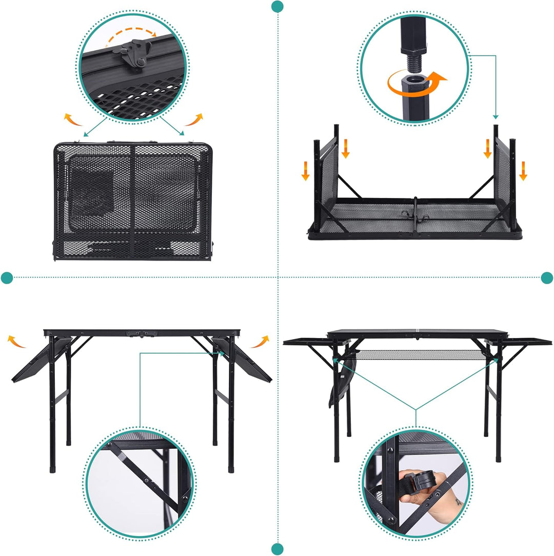 Nice C Campingtisch, Tisch für Grill, Klapptisch Campingtisch, Kartentisch Verstellbare Höhe & Breit