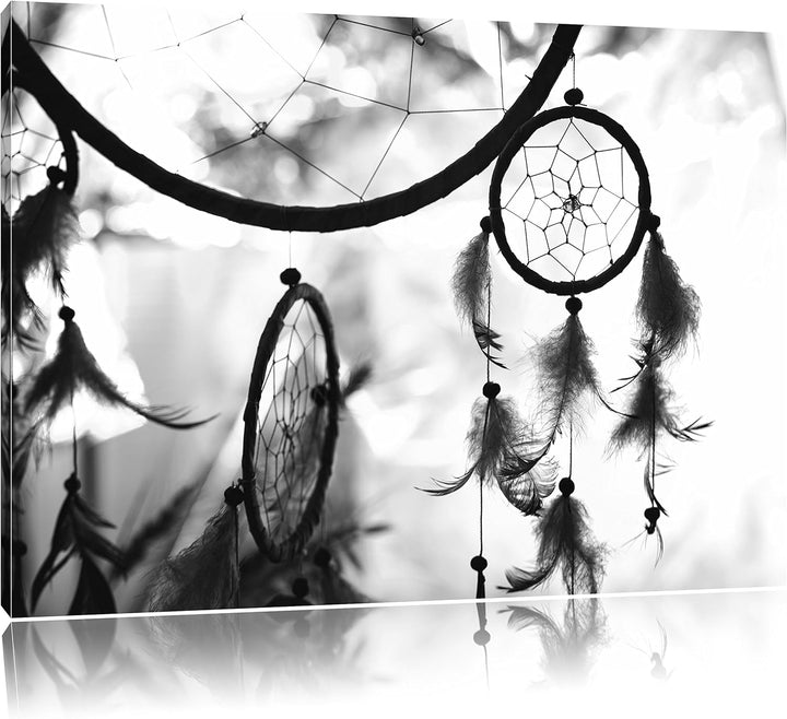 Pixxprint Traumfänger B&W als Leinwandbild/Grösse: 100x70 / Wandbild/Kunstdruck/fertig bespannt, 100