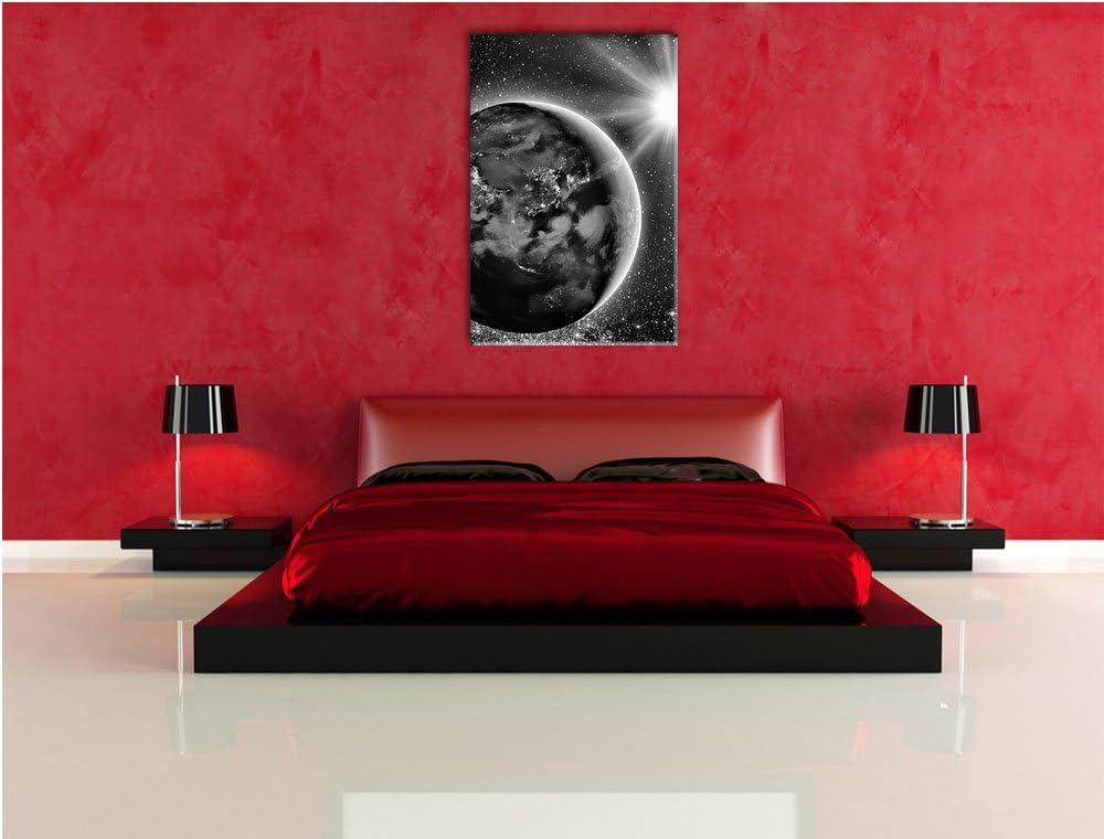 Pixxprint Monocrome, Erde im Weltall, Format: 100x70 auf Leinwand, 100x70