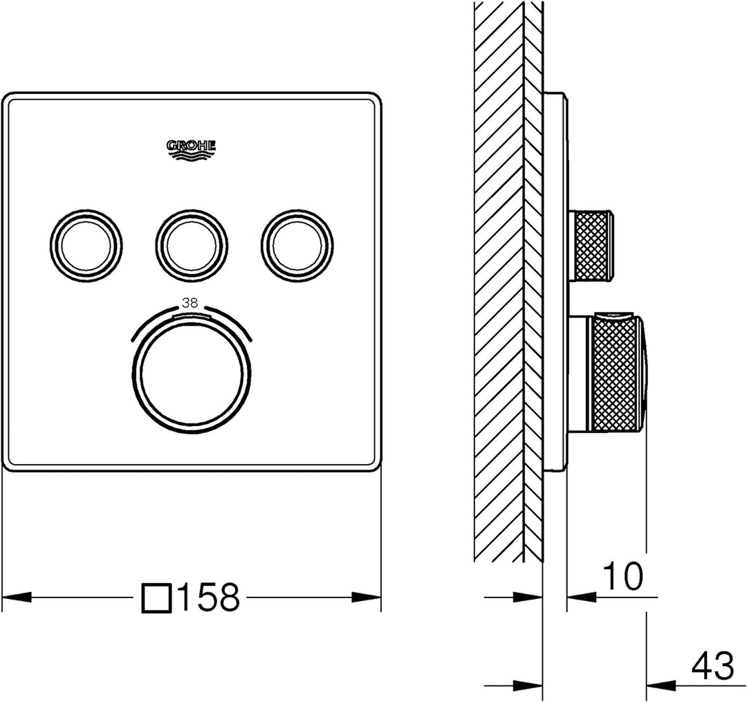 GROHE 29126DC0 GRT SmartControl THM trimset square 3SC Armatur, supersteel