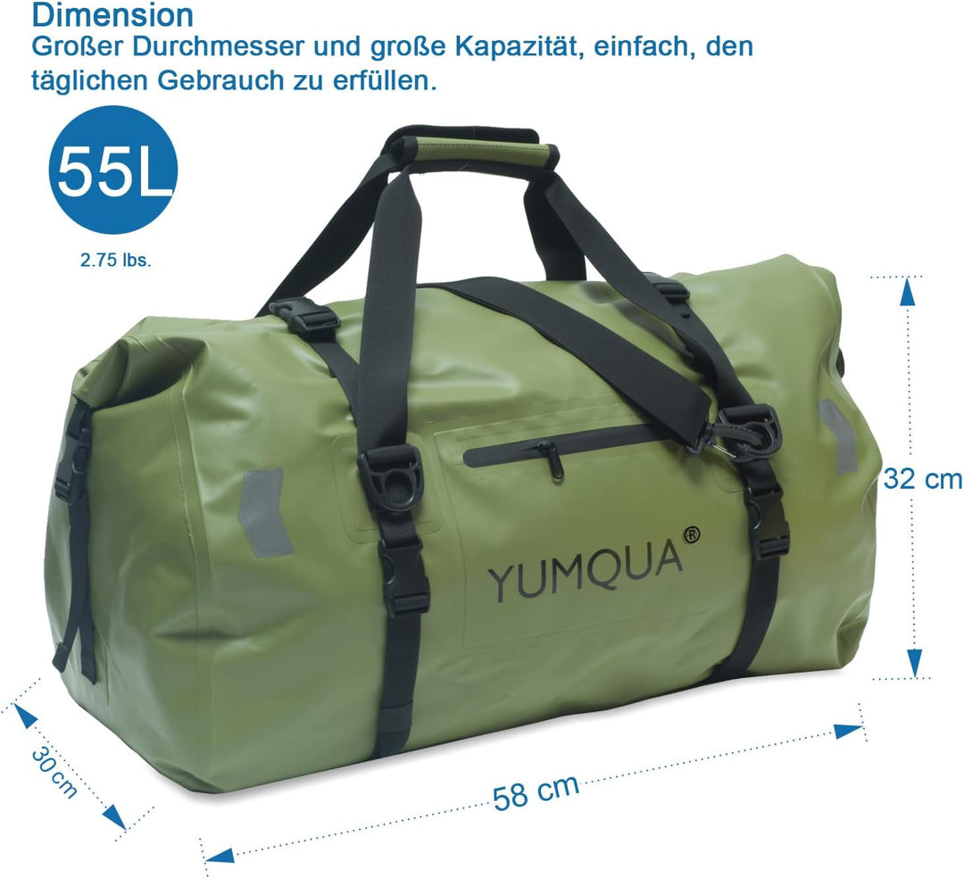 YUMQUA wasserdichte Reisetasche Sporttasche Duffel Dry Bag, zum Kajakfahren Camping Bootfahren Motor