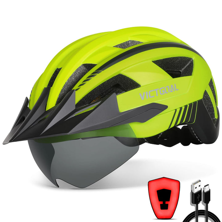 VICTGOAL Fahrradhelm Herren Damen MTB Helm mit Abnehmbarer Magnetische Schutzbrille Visier Atmungsak