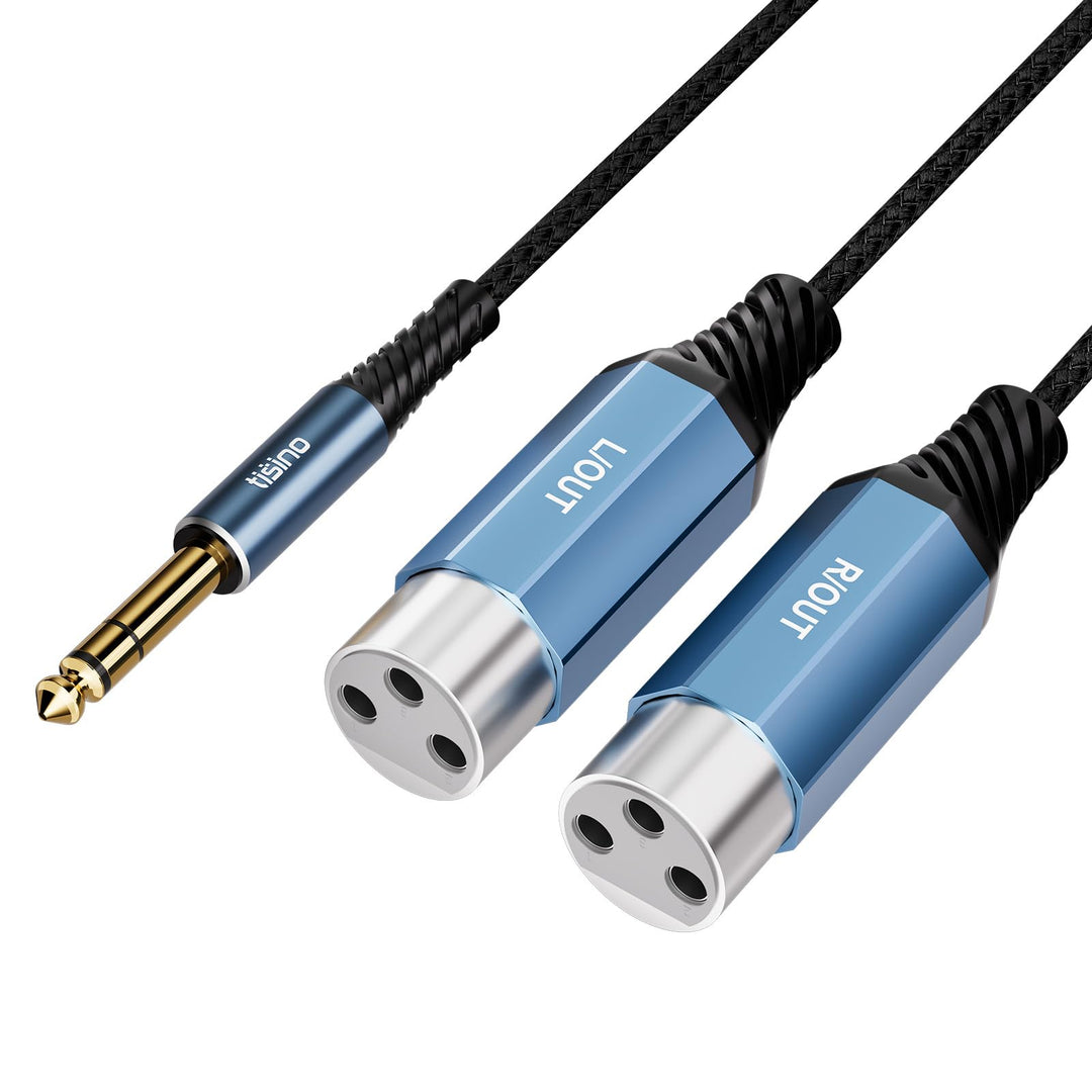 Tisino 2 Buchse XLR auf klinke 6,35mm TRS Stereo Y-Splitter Kabel, 3m 3m 6,35mm TRS auf 2 XLR-Buchse