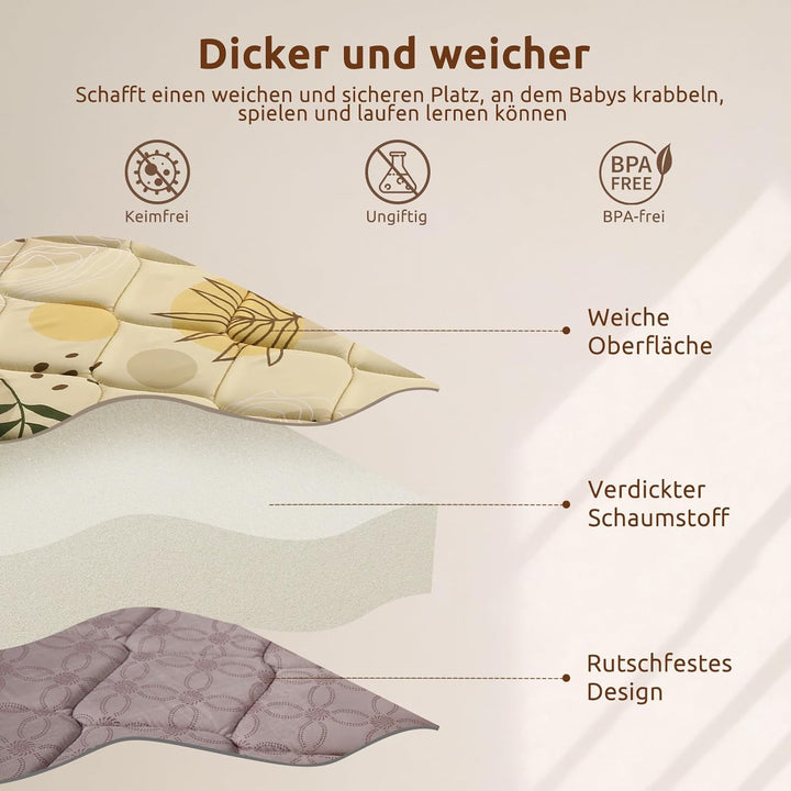 Baby Spielmatte 127x127cm Krabbelmatte, Dicke Weiche Polsterschaum Krabbeldecke für Babys und Kleink