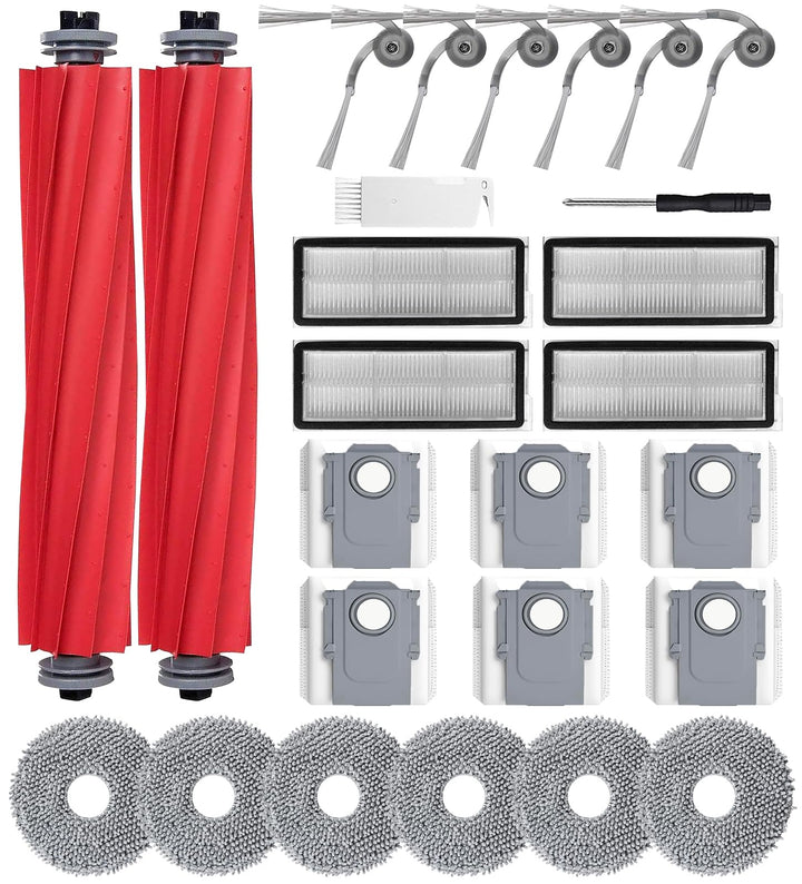 Zubehörset für Roborock QV 35A / QV 35S Saugroboter, 2 Hauptbürste 6 Staubbeutel 6 Wischtücher 4 HEP