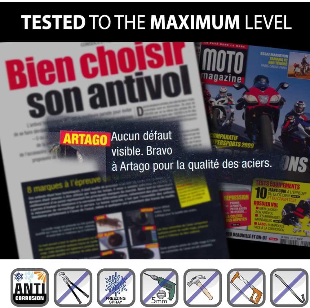 Artago 69X3 Pack Bremsscheibenschloss Diebstahlsicherung Hohe Sicherheit + Halterung für Kawasaki Z9