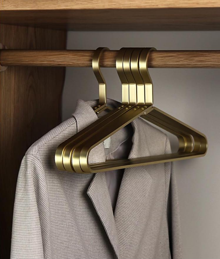 Premium Matte Goldene Aluminium Kleiderbügel 6er-Pack, 45cm Extra Smooth Dual Metall Hemd - Aluminiu