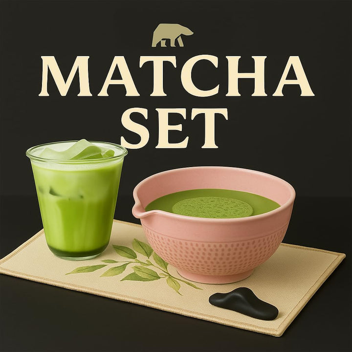 Matcha Set 7-teilig – Premium Tee Set mit Keramik Matcha Schale, Bambus Schneebesen (Chasen), Sieb &
