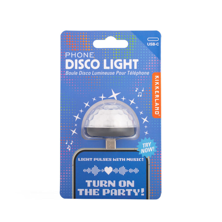 Kikkerland Telefon Disco Licht mit Typ C Port - Neuheit Selfie Licht Pulse mit Musik - Handy Adapter