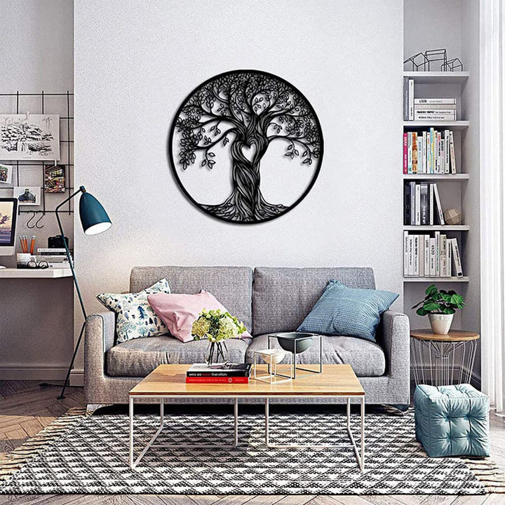 LIKEUDO 50 cm Tree of Life Schwarz Metall Baum Des Lebens Deko Wohnzimmer Wanddeko Wandkunst Schlafz