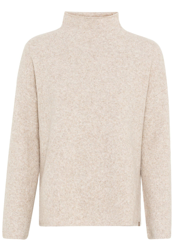 camel active Damen Oversized Strickpullover mit Rollkragen L Mandel, L Mandel