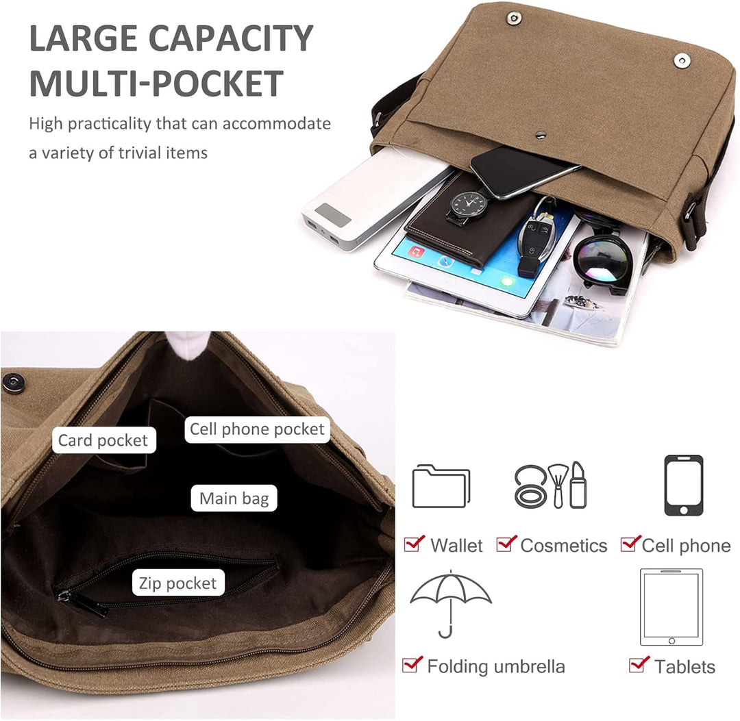 NICOLE & DORIS Umhängetasche Herren Damen Schultertasche Segeltuch Messenger Bag Arbeitstasche Lapto