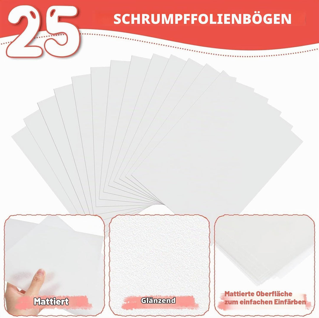 WOOWAIR 225 Stück Schrumpffolie Set Schlüsselanhänger, Schrumpffolie für Kinder und Erwachsene, Schr