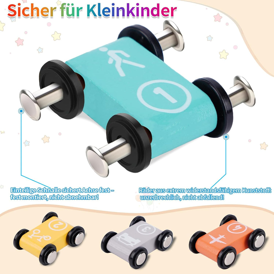 FCSONU Kinder Montessori Spielzeug ab 1-4 Jahre, Autorennbahn/Murmelbahn/Kugelbahn Holz ab 1 Jahr, K