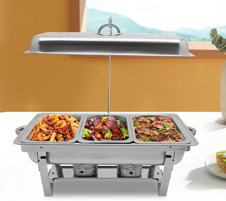 Edelstahl Buffetwärmer Speisenwärmer Chafing Dish Buffet Set Catering Party Warmhaltebehälter 3L/3.1