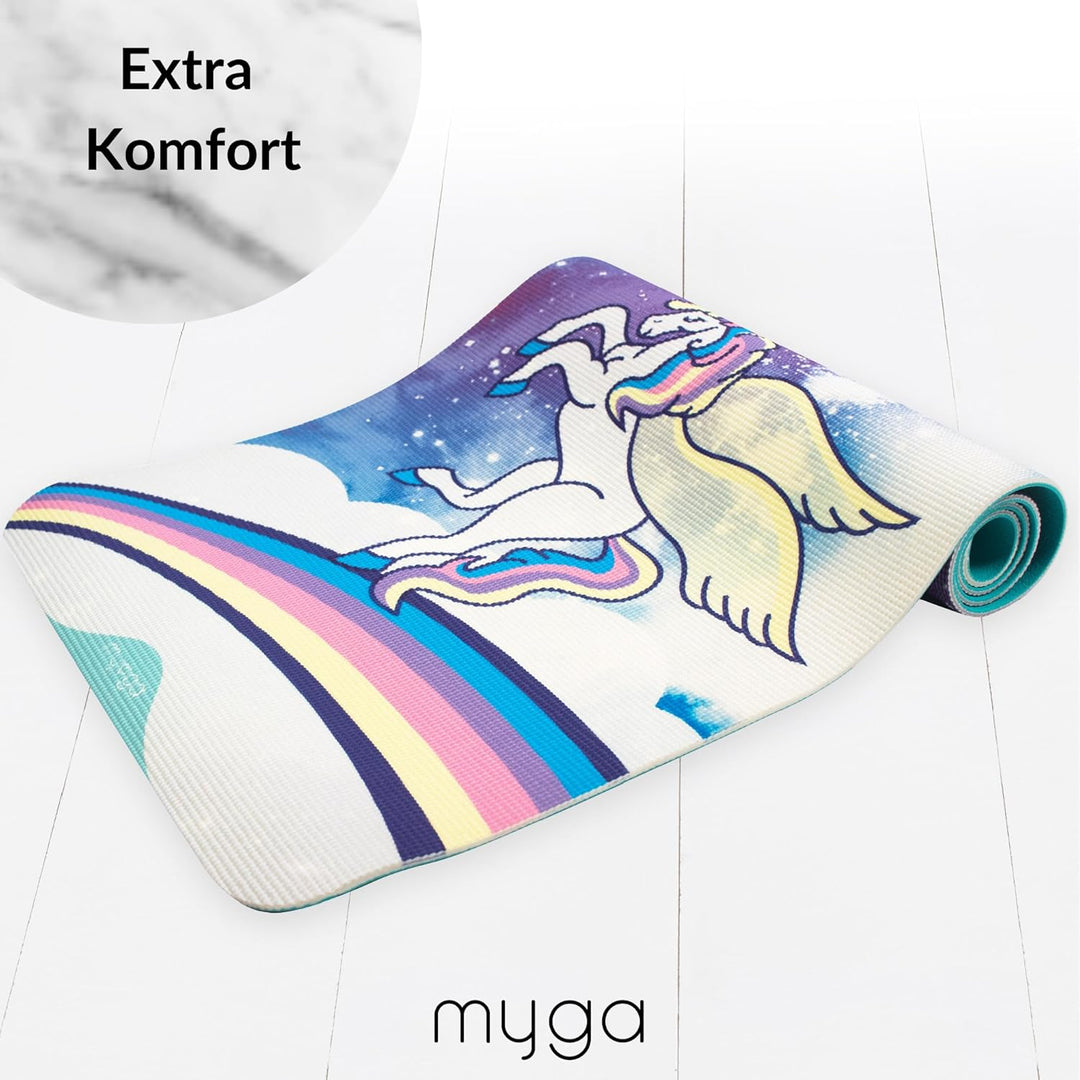 Myga Kinder Yogamatte | Rutschfest & Leichtes Gewicht | 6 mm Dicke | Ideal für Yoga, Bewegung, Spass