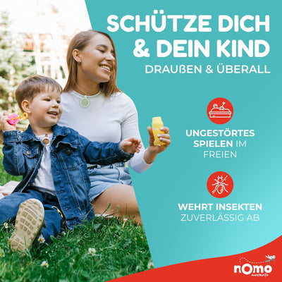 nomo MOSQUITO gegen Mücken und Insekten • Pflanzlicher Mückenschutz Clip für Baby und Kinder • Anti