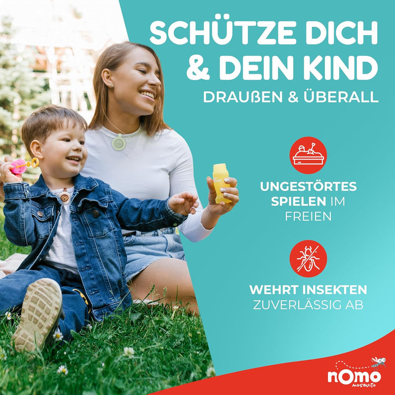 nomo MOSQUITO gegen Mücken und Insekten • Pflanzlicher Mückenschutz Clip für Baby und Kinder • Anti