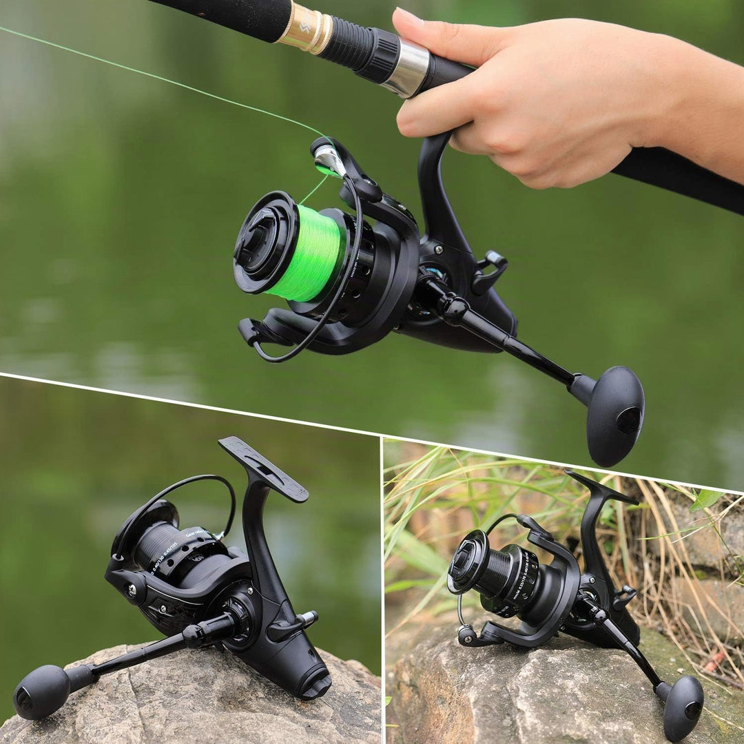 Sougayilang Karpfenrolle Ultra Smooth Powerful Spinning Angelrolle 28LBS Drag Power 12 + 1BB Metallk