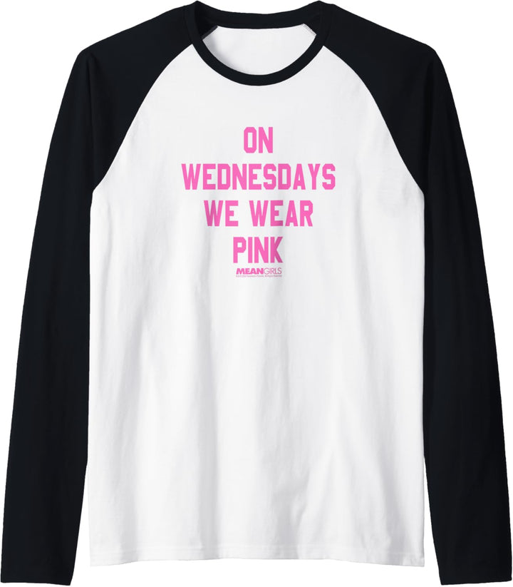 Quadratischer Text „Mean Girls On Wednesday Rosa“ Raglan