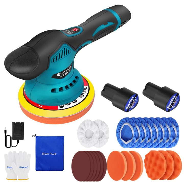 Akku Poliermaschine, Auto Poliermaschine Set 22pcs, 12V Mini Akku Exzenter Poliermaschine Polierer m