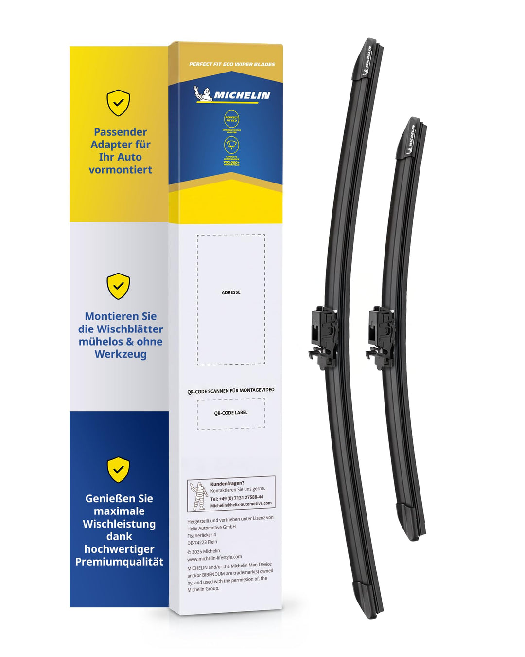 MICHELIN Scheibenwischer Set ECO235 | Mercedes Benz Serie V und Vito| 700/450mm | Nachhaltige Verpac