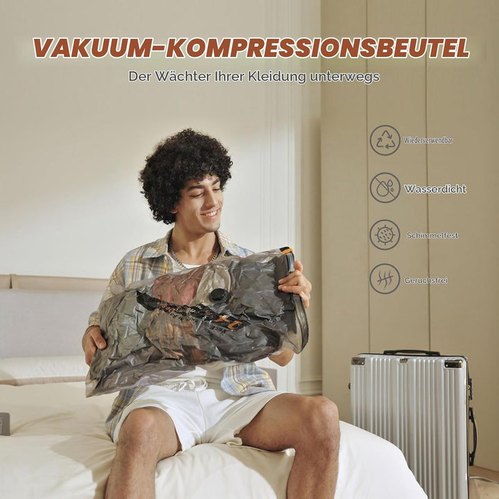 Vakuumbeutel für Kleidung, 10 Stück (4x 40x54cm, 4x 47x64cm, 2x 54x74cm), Platzsparend Vakuumierbeut