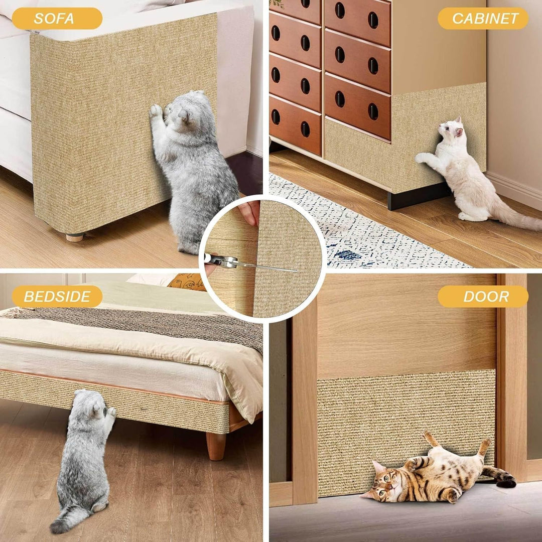 Kratzmatte für Katzen, 200 x 60 cm, Selbstklebende Teppichmatte, zuschneidbar, Kratz-Möbelschutz, Er