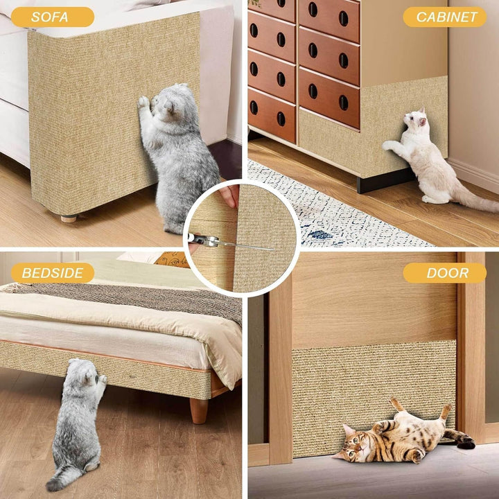 Kratzmatte für Katzen, 200 x 60 cm, Selbstklebende Teppichmatte, zuschneidbar, Kratz-Möbelschutz, Er