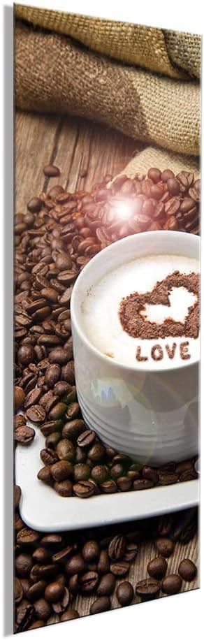 artissimo Glasbild Küche 30x80 cm Küchenbild modern: Cappuccino mit Herz AG8911A – Wandbild Küche Ho