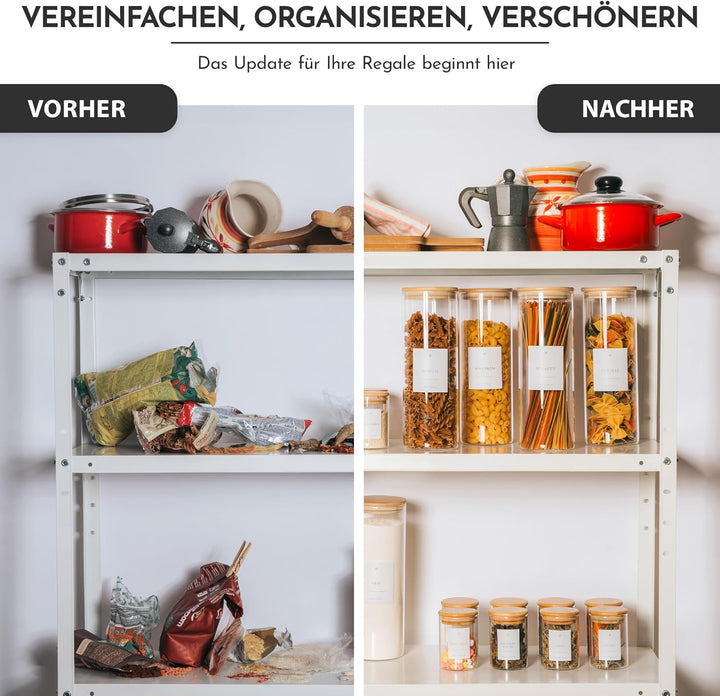 Vorratsgläser mit Deckel Set (3 Stück) 1700ml – Luftdichte Vorratsdosen Glas mit Bambusdeckel, gross