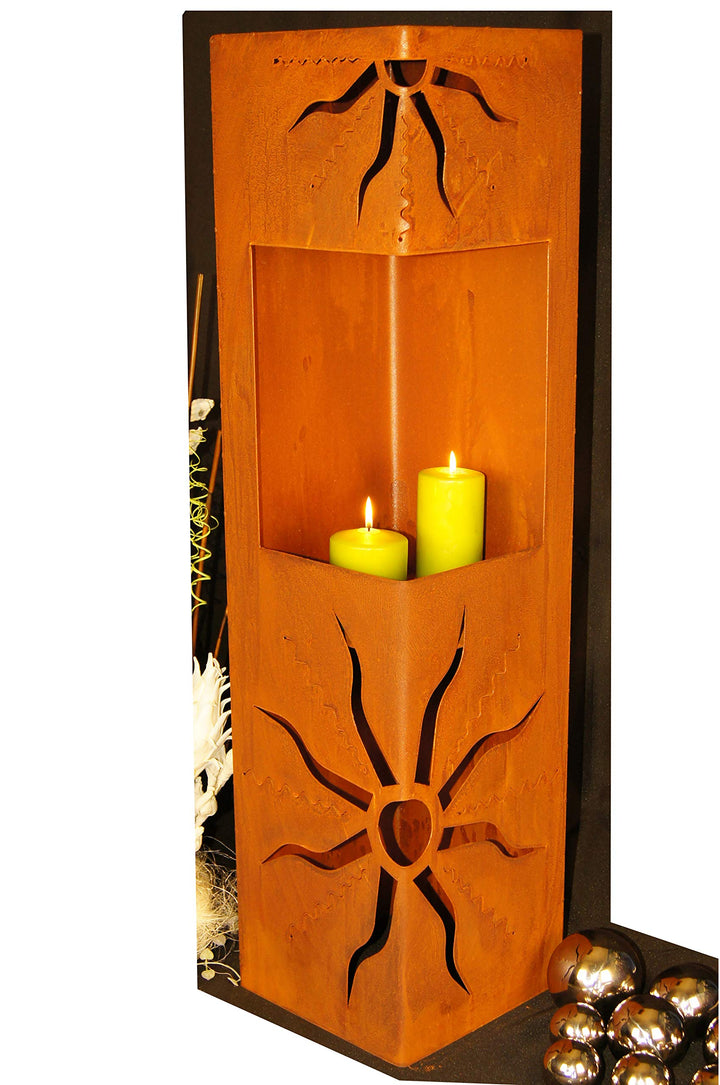Feuersäule Sonne Edelrost Rost Metall Gartendeko Garten Stele Fackel Feuer Säule